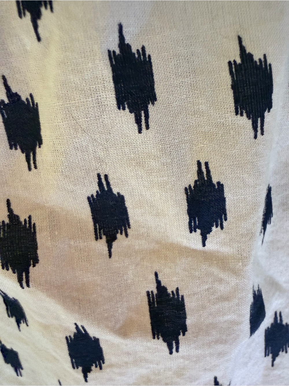Banana Republic M White Button-Up Shirt with Navy Ikat Brushprint 100% cotton - Picture 13 of 13